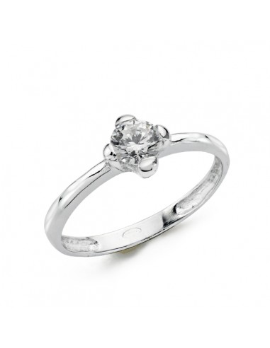 9K SOLITARIO ORO BLANCO CON CIRCONITA EN 4 GARRAS DE 5MM