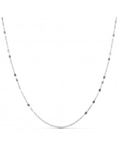 18K CADENA ORO BLANCO ESLABONES PLANOS TALLADOS 1,5 MM. 45 CM