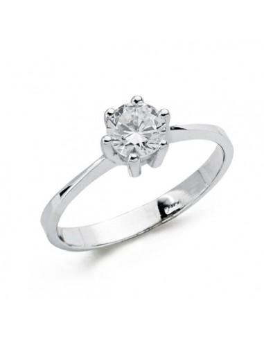 9K SOLITARIO ORO BLANCO CON CIRCONITA EN 6 GARRAS DE 5 5 MM