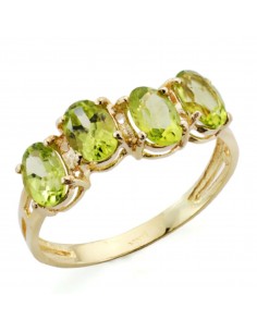 9K SORTIJA ORO AMARILLO OLIVINA NATURAL OVAL 6X4 MM TOTAL 1 88 QTS