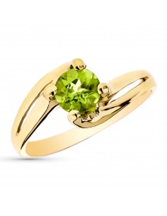 9K SOLITARIO ORO AMARILLO CON OLIVINA NATURAL DE 6 MM Y 0 93 QTS.