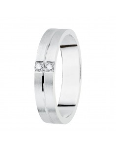 18K ALIANZA ORO BLANCO MATIZADA 4MM. DIAMANTES 0,06 QTES.