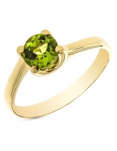 9K SOLITARIO ORO AMARILLO OLIVINA NATURAL 0 93 QTS. EN GARRAS. ANCHO: 6 MM