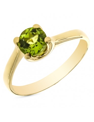 9K SOLITARIO ORO AMARILLO OLIVINA NATURAL 0 93 QTS. EN GARRAS. ANCHO: 6 MM