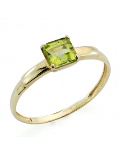 9K SOLITARIO ORO AMARILLO OLIVINA CUADRADA EN GARRAS DE 0 71 QTS. ANCHO: 5 MM