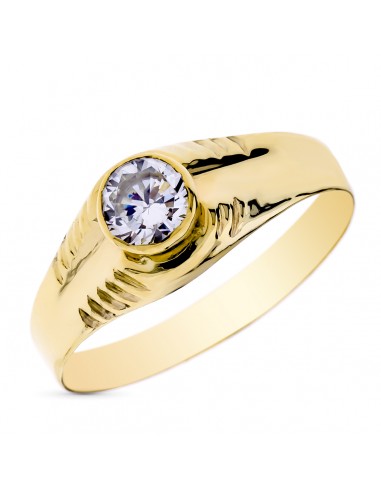 9K SOLITARIO ORO AMARILLO CADETE CON CIRCONITA DE 4 MM. ANCHO: 7 MM