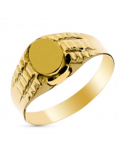 9K SELLO ORO AMARILLO HUECO CADETE TALLADO. ZONA DE GRABADO 8X6 MM