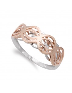 9K SORTIJA ORO BLANCO Y ROSA MOTIVOS CALADOS. ANCHO: 7 MM