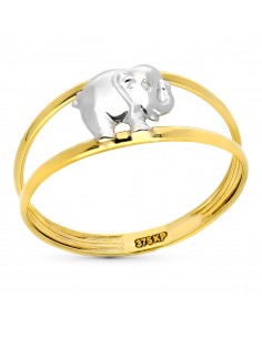 9K SORTIJA ORO BICOLOR DOBLE CUERPO ELEFANTE. ANCHO: 7 5 MM