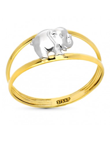 9K SORTIJA ORO BICOLOR DOBLE CUERPO ELEFANTE. ANCHO: 7 5 MM