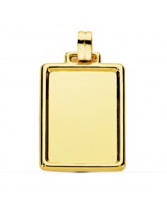 9K PLACA CHAPA ORO AMARILLO BRILLO CON BORDE 31X23 MM