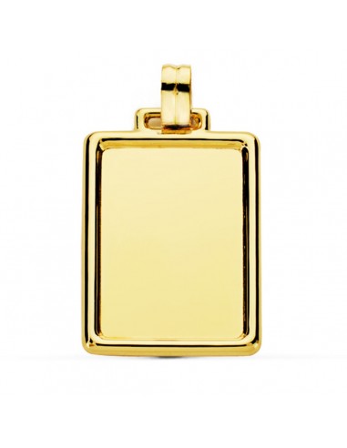 9K PLACA CHAPA ORO AMARILLO BRILLO CON BORDE 31X23 MM