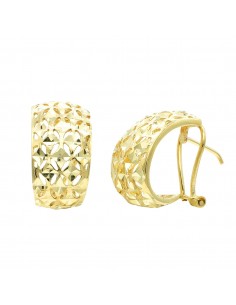 9K PENDIENTES ORO AMARILLO CALADOS TALLADOS 17X10 MM CIERRE OMEGA