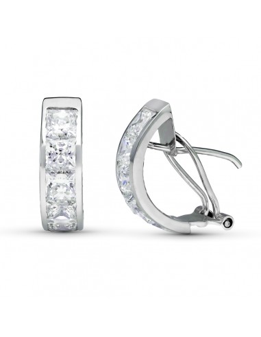 9K PENDIENTES ORO BLANCO CIRCONITA 20X5 MM CIERRE OMEGA