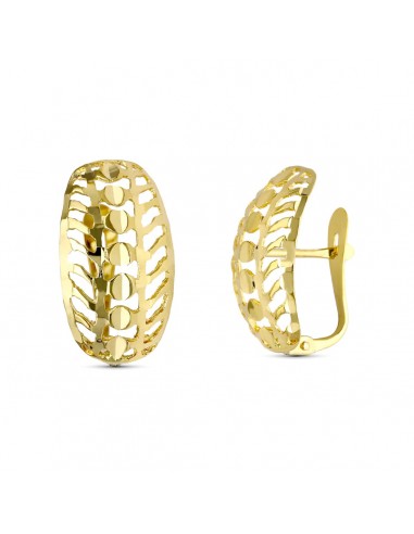 9K PENDIENTES ORO AMARILLO TALLADOS 20X10 MM CIERRE CATALAN