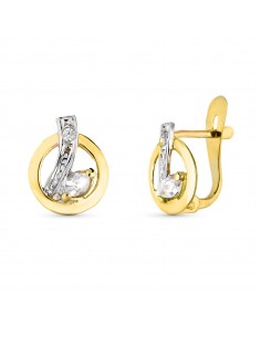 9K PENDIENTES ORO BICOLOR COMUNION CIRCONITA 9X7 MM CIERRE CATALAN