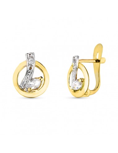 9K PENDIENTES ORO BICOLOR COMUNION CIRCONITA 9X7 MM CIERRE CATALAN
