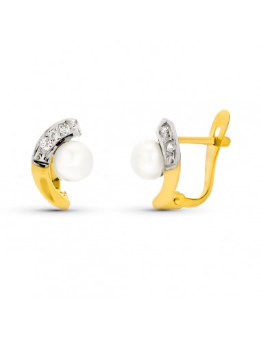 9K PENDIENTES ORO AMARILLO PERLA 10X6 MM CIERRE CATALAN