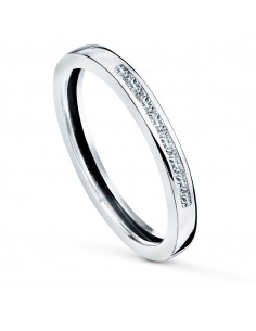 9K SORTIJA ORO BLANCO CON CIRCONITA BAGUETTE EN CARRIL. ANCHO: 2 2 MM