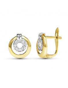 9K PENDIENTES ORO BICOLOR CIRCONITA 11X10 MM CIERRE CATALAN