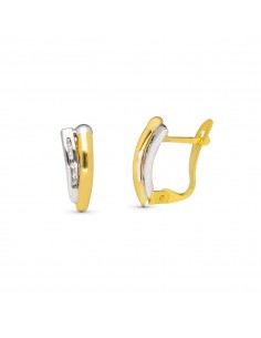 9K PENDIENTES ORO AMARILLO BICOLOR 13X5 MM CIERRE CATALAN