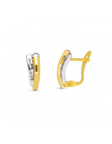 9K PENDIENTES ORO AMARILLO BICOLOR 13X5 MM CIERRE CATALAN