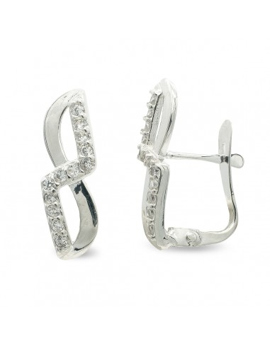 9K PENDIENTES ORO BLANCO CON CIRCONITA 16X5 MM CIERRE CATALAN