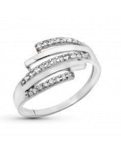 18K SORTIJA ORO BLANCO BANDAS CON CIRCONITAS. ANCHO: 11 MM