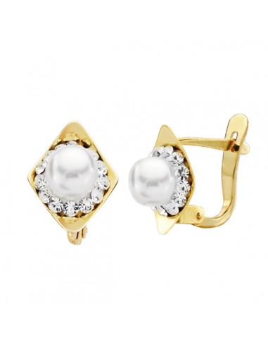 9K PENDIENTES ORO AMARILLO PERLA 10X8 MM CIERRE CATALAN
