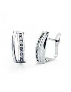 9K PENDIENTES ORO BLANCO CIRCONITA 15X5 MM CIERRE CATALAN