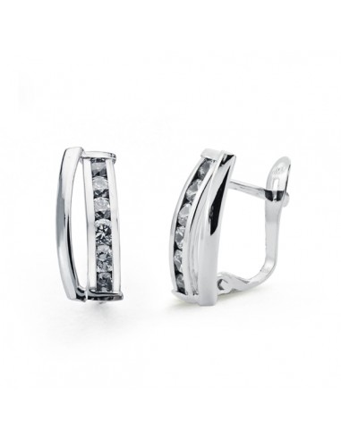 9K PENDIENTES ORO BLANCO CIRCONITA 15X5 MM CIERRE CATALAN