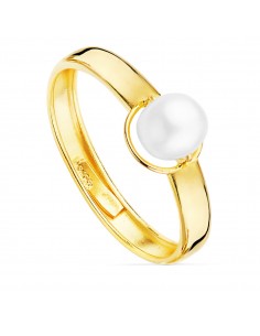 9K SORTIJA ORO AMARILLO EN BRILLO CON PERLA DE 5MM
