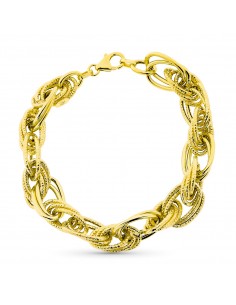 9K PULSERA ORO AMARILLO ESLABONES TRIPLES. 19CM