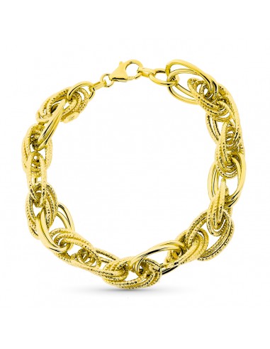 9K PULSERA ORO AMARILLO ESLABONES TRIPLES. 19CM
