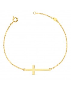 18K PULSERA ORO AMARILLO CRUZ 30 X 11 MM. CADENA FORZADA 17+3 CM
