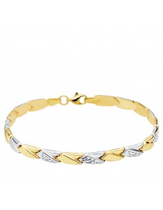 18K PULSERA BICOLOR ESTAMPACION 19 CM