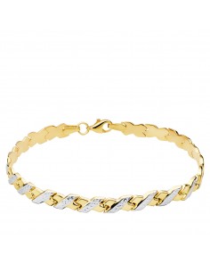 18K PULSERA BICOLOR ESTAMPACIÓN 19 CM