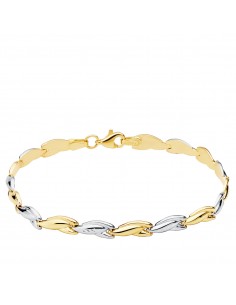 18K PULSERA BICOLOR ESTAMPACION 19 CM