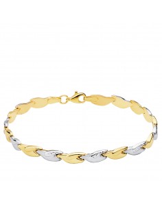 18K PULSERA BICOLOR ESTAMPACION 19 CM