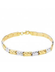18K PULSERA BICOLOR ESTAMPACION 19 CM