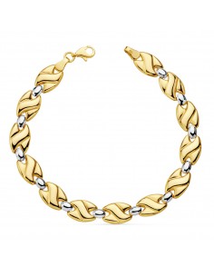 18K PULSERA BICOLOR ESTAMPACION 19 CM