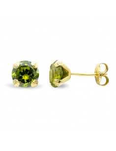 9K PENDIENTES ORO AMARILLO OLIVINA GARRAS 6 MM CIERRE PRESION