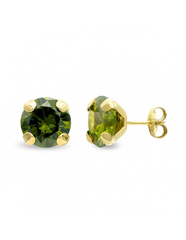 9K PENDIENTES ORO AMARILLO OLIVINA GARRAS 8 MM CIERRE PRESION