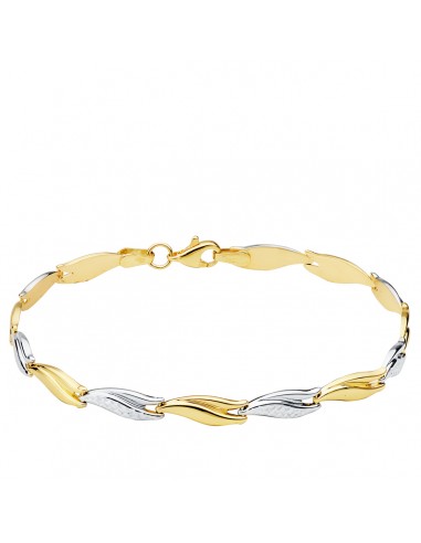 18K PULSERA BICOLOR ESTAMPACION 19 CM