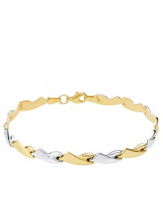 18K PULSERA BICOLOR ESTAMPACION 19 CM