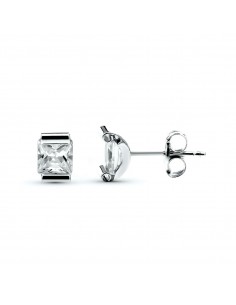 9K PENDIENTES ORO BLANCO GARRA CURVA CON CIRCONITAS. MEDIDA: 4 X 4 MM CIERRE PRESION