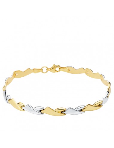 18K PULSERA BICOLOR ESTAMPACION 19 CM