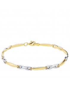 18K PULSERA BICOLOR ESTAMPACIÓN 19 CM