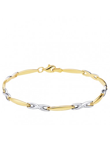 18K PULSERA BICOLOR ESTAMPACIÓN 19 CM