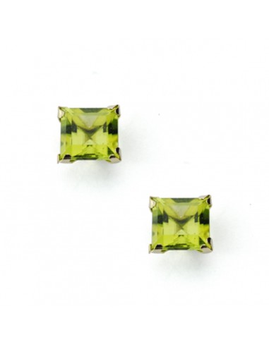 9K PENDIENTES ORO AMARILLO CUADRADOS OLIVINA NATURAL 1 42 QTS. MEDIDA: 5X5 MM. CIERRE PRESION